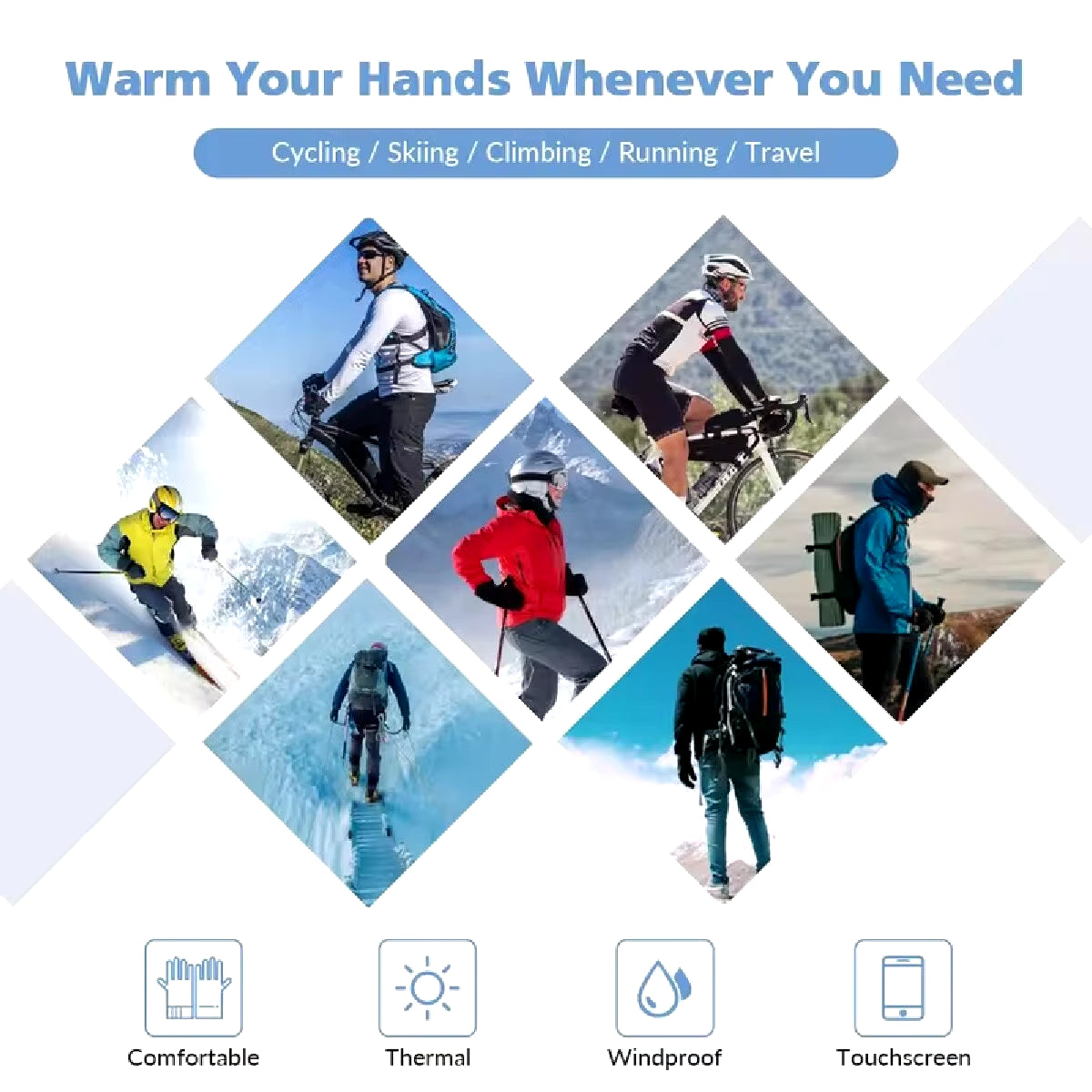 Outdoor Water Proof Winter Gloves With Touch Screen Capabilities